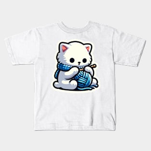 knitting kittty shirt Kids T-Shirt